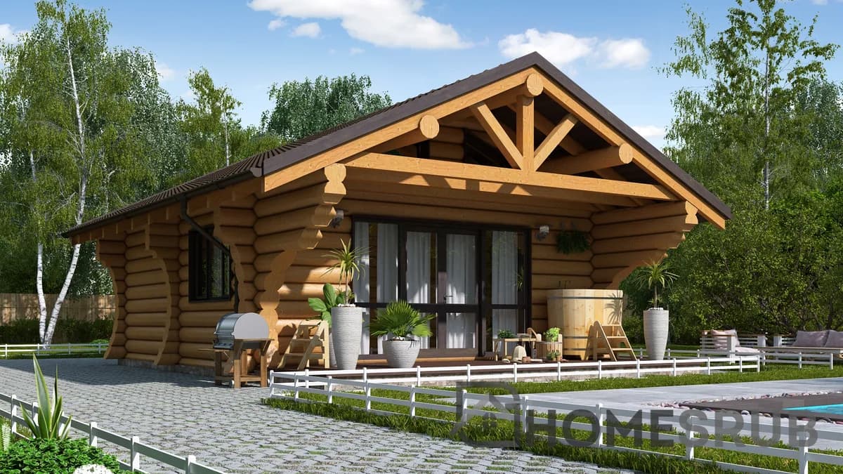 Wizualizacja projektu Bania z bali 42 m²