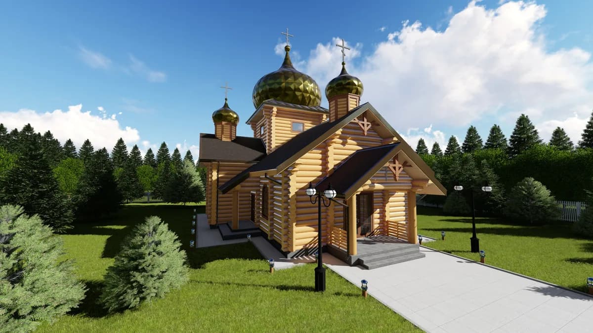 Wizualizacja projektu Cerkiew z bali 360 m²