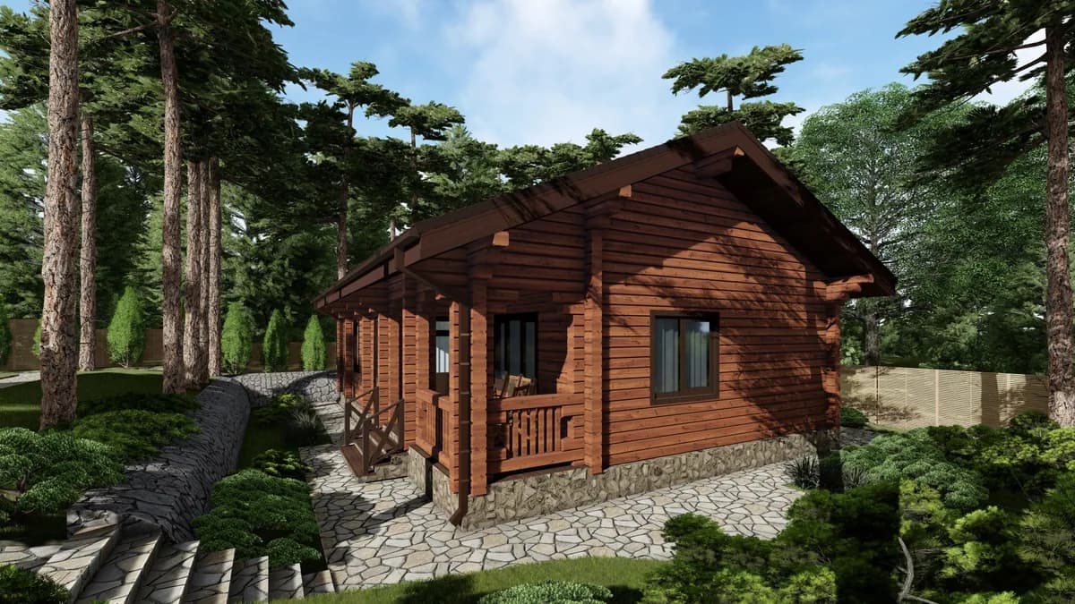 Wizualizacja projektu Dom z bali 117 m²