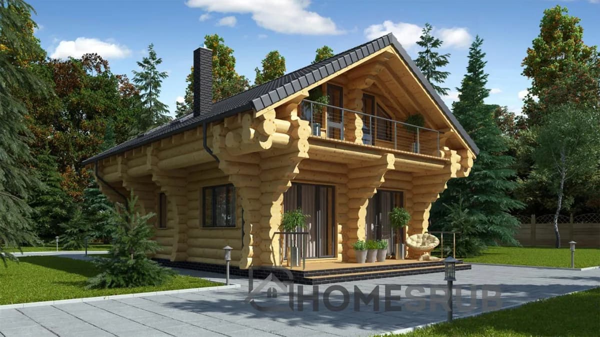 Wizualizacja projektu Dom z bali 127 m²