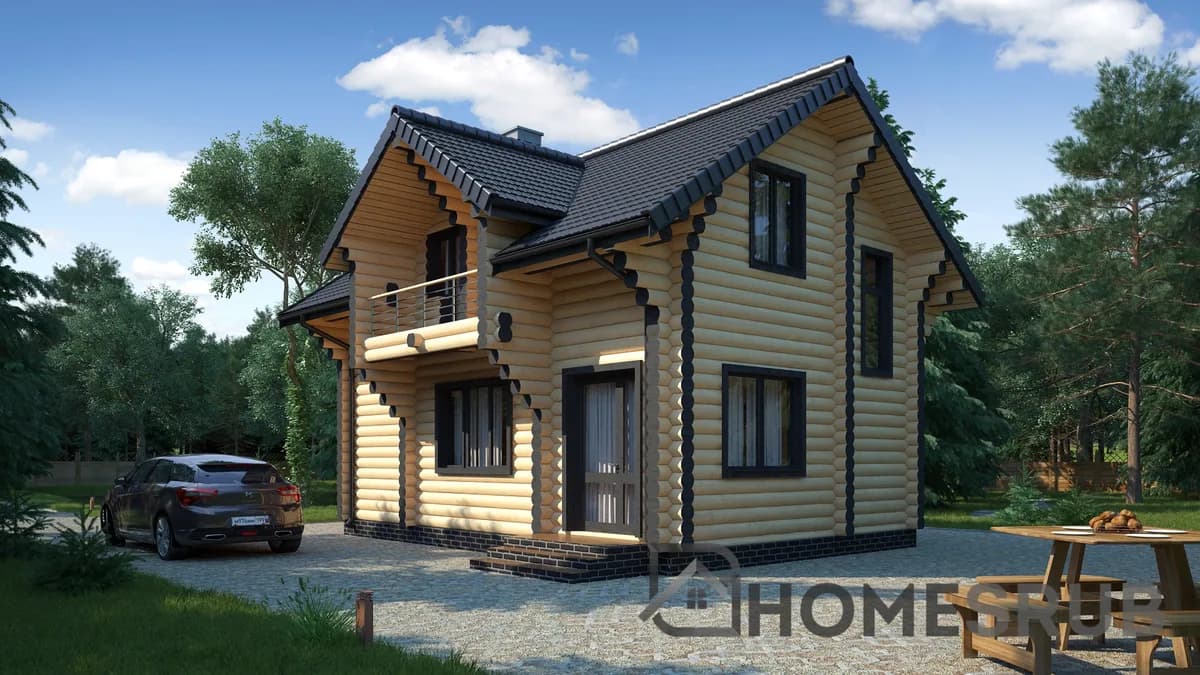 Wizualizacja projektu Dom z bali 130 m²