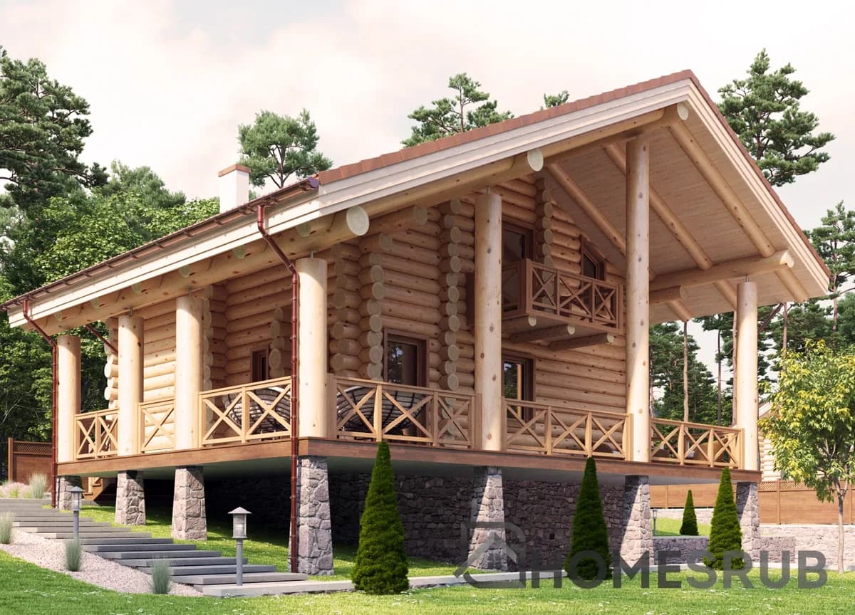 Wizualizacja projektu Dom z bali 136 m²