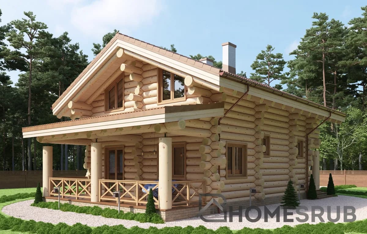 Wizualizacja projektu Dom z bali 137 m²