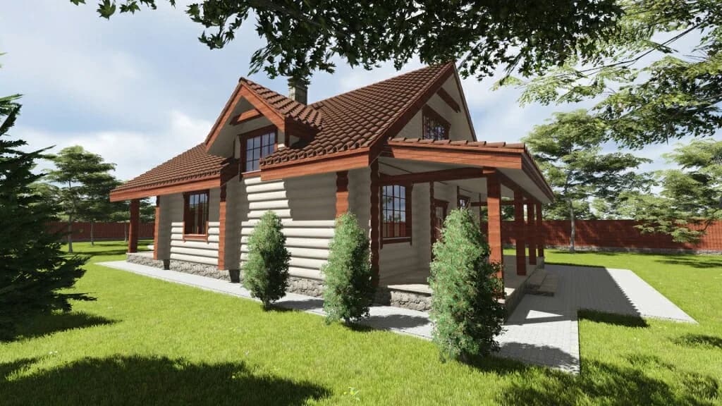Wizualizacja projektu Dom z bali 140 m² - wariant 2