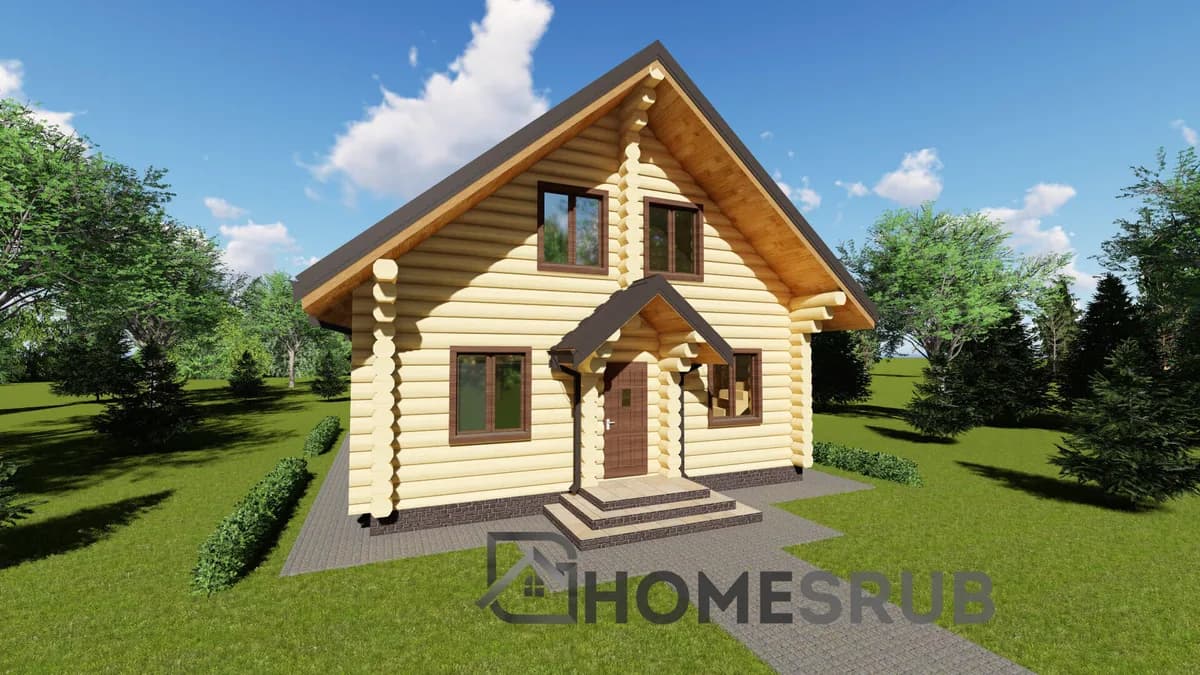 Wizualizacja projektu Dom z bali 140 m²