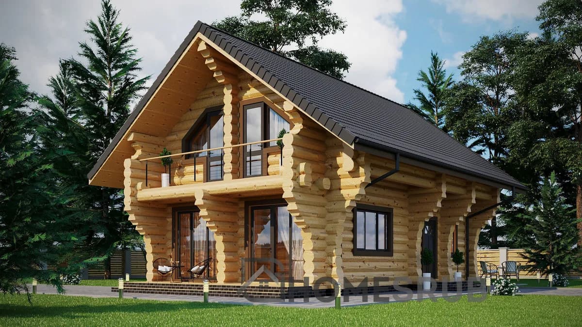 Wizualizacja projektu Dom z bali 146 m²