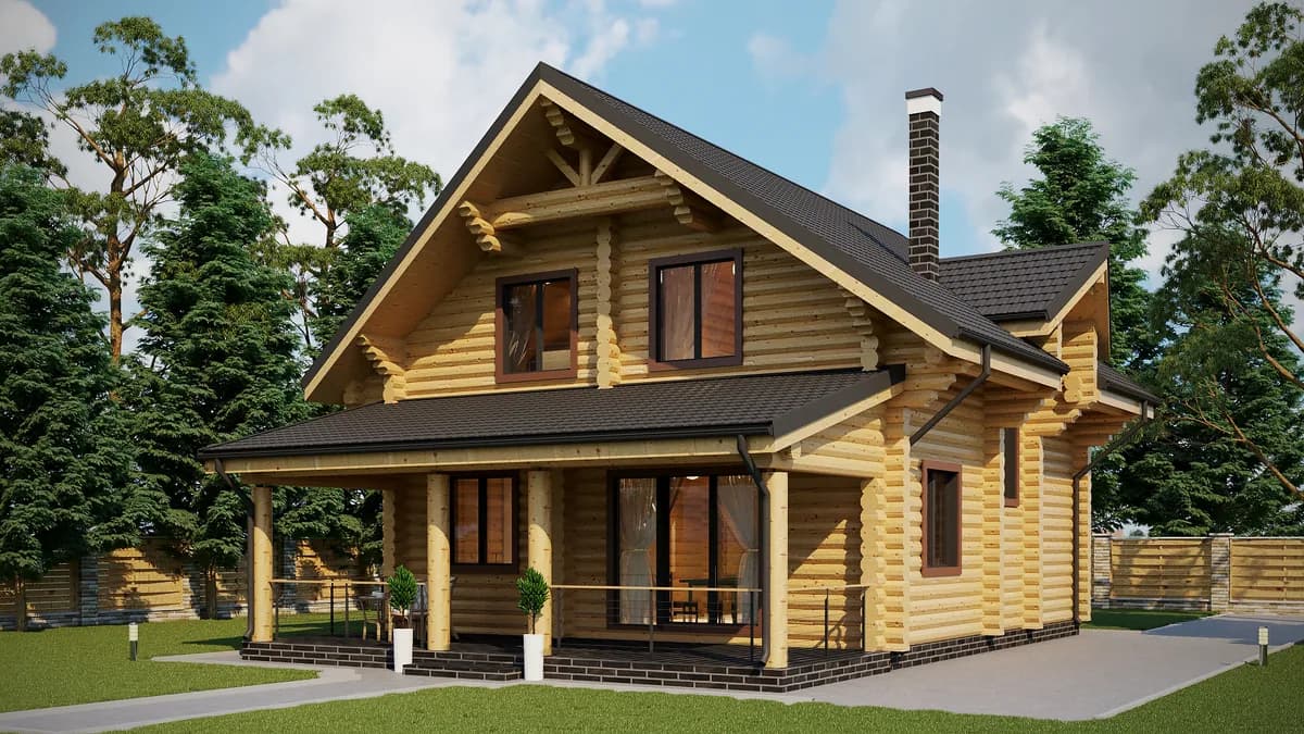 Wizualizacja projektu Dom z bali 153 m²