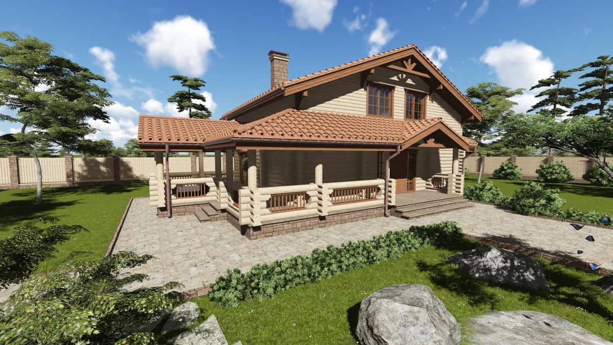 Wizualizacja projektu Dom z bali 156 m²