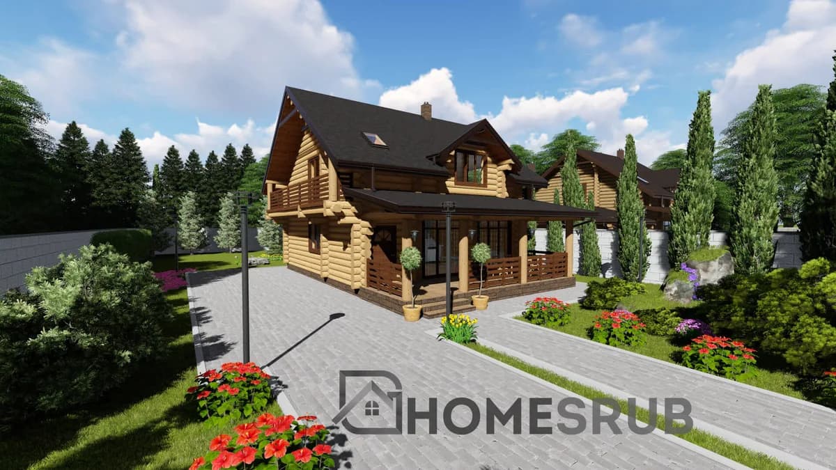 Wizualizacja projektu Dom z bali 165 m²