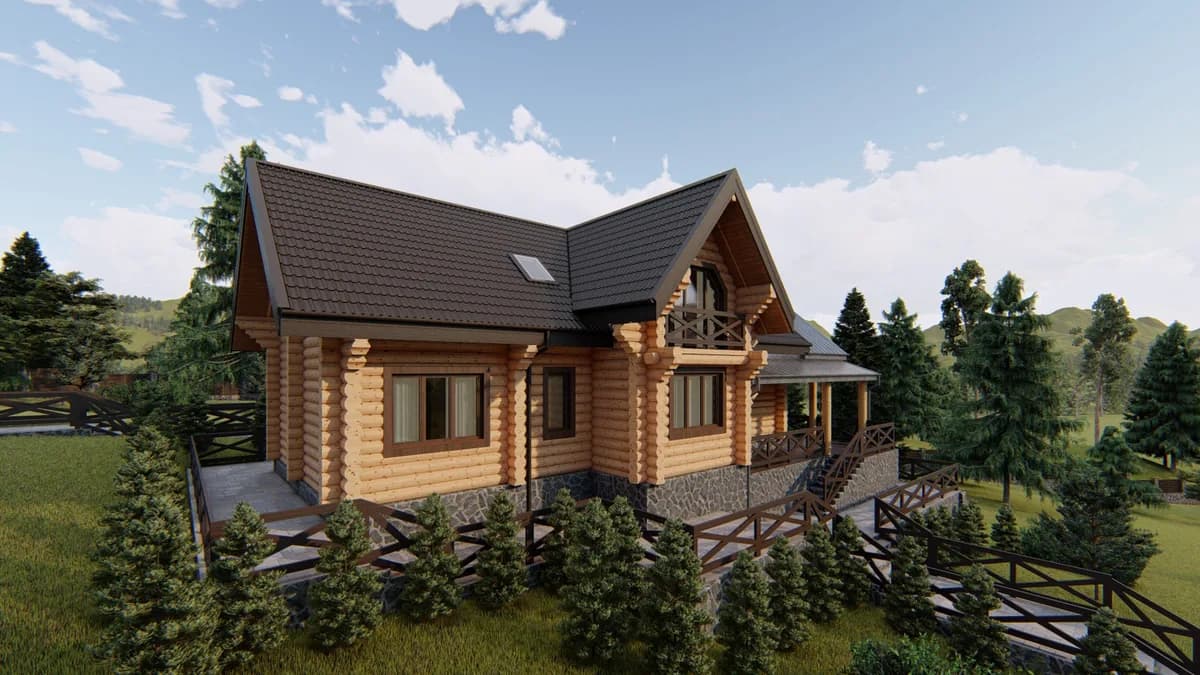 Wizualizacja projektu Dom z bali 240 m²