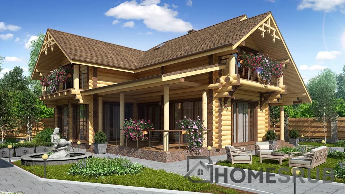 Wizualizacja projektu Dom z bali 300 m²