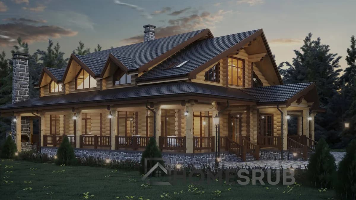 Wizualizacja projektu Dom z bali 465 m²