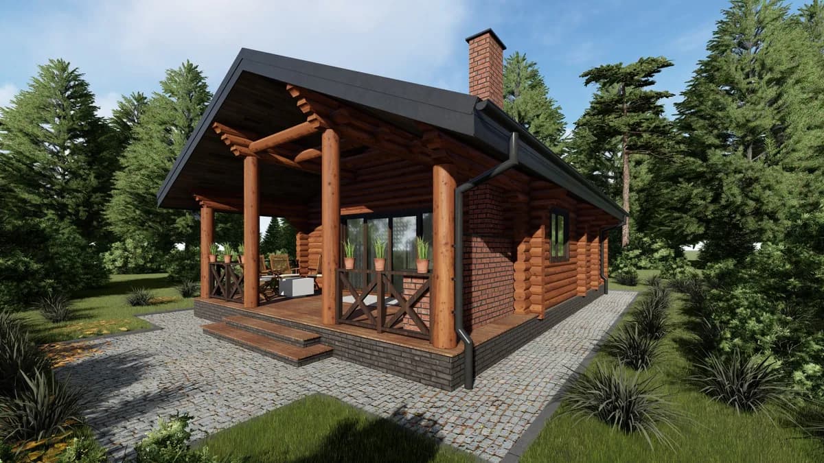 Wizualizacja projektu Dom z bali 70 m²