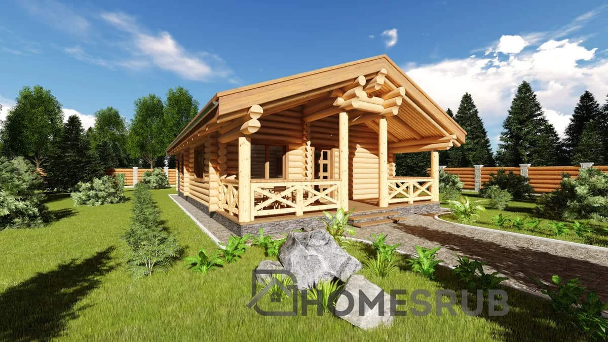Wizualizacja projektu Dom z bali 73 m²