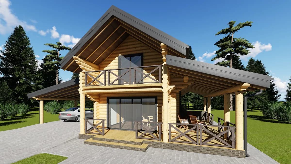 Wizualizacja projektu Dom z bali 75 m²